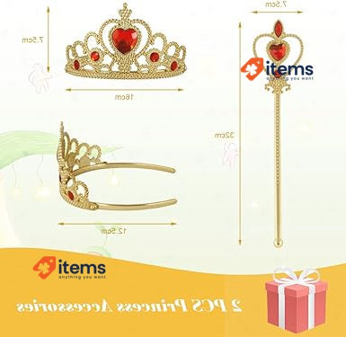 AOMIG Costume Snow White Girl, Princess Girl , Crown And Red Cape Children Set