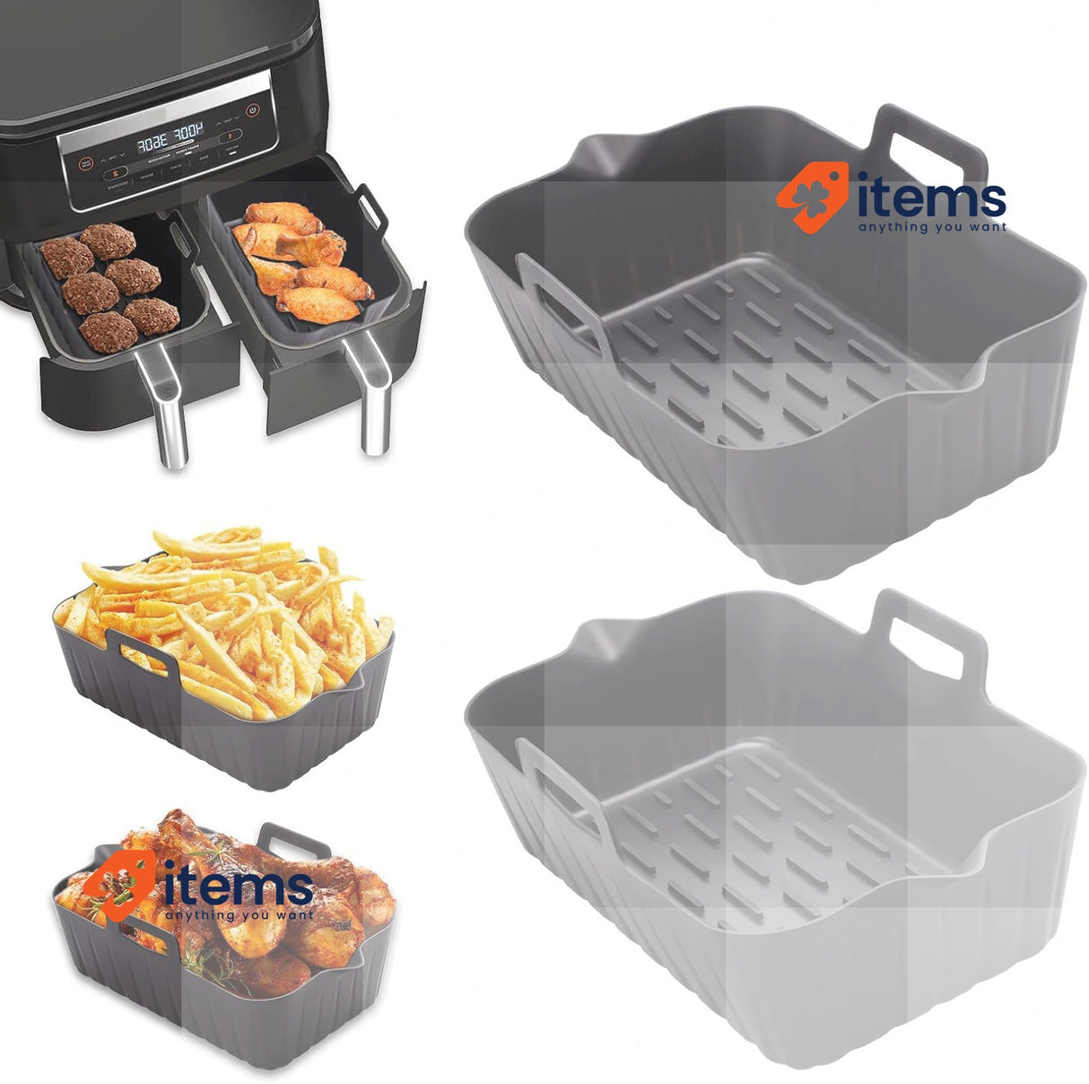 Alyvisun Silicone Air Mold, 2-Piece Accessories Oil-free Fryer Black 2 Pcs Dual