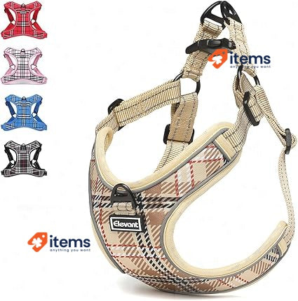 Elevant Adjustable Dog Harness, Step-in Harness, Reflective Size S-M-L Beige