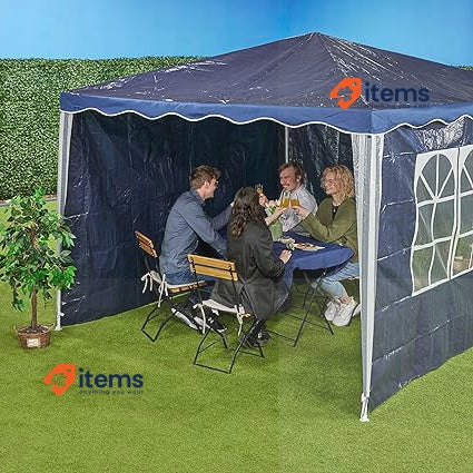 Relaxdays Gazebo Side Panels, 3X Set, 2x3m, Waterproof Blue 200 X 300 0.1 Cm