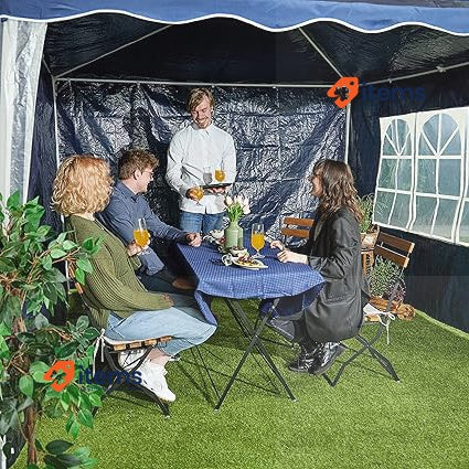 Relaxdays Gazebo Side Panels, 3X Set, 2x3m, Waterproof Blue 200 X 300 0.1 Cm