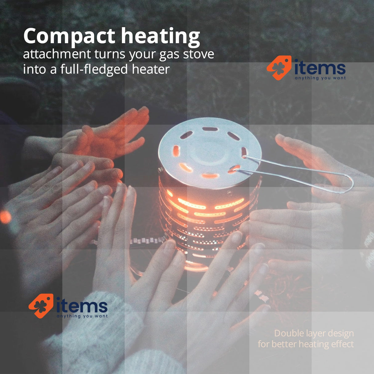 EVOCAMP Gas stove heating attachment with a 20x20cm fireproof base