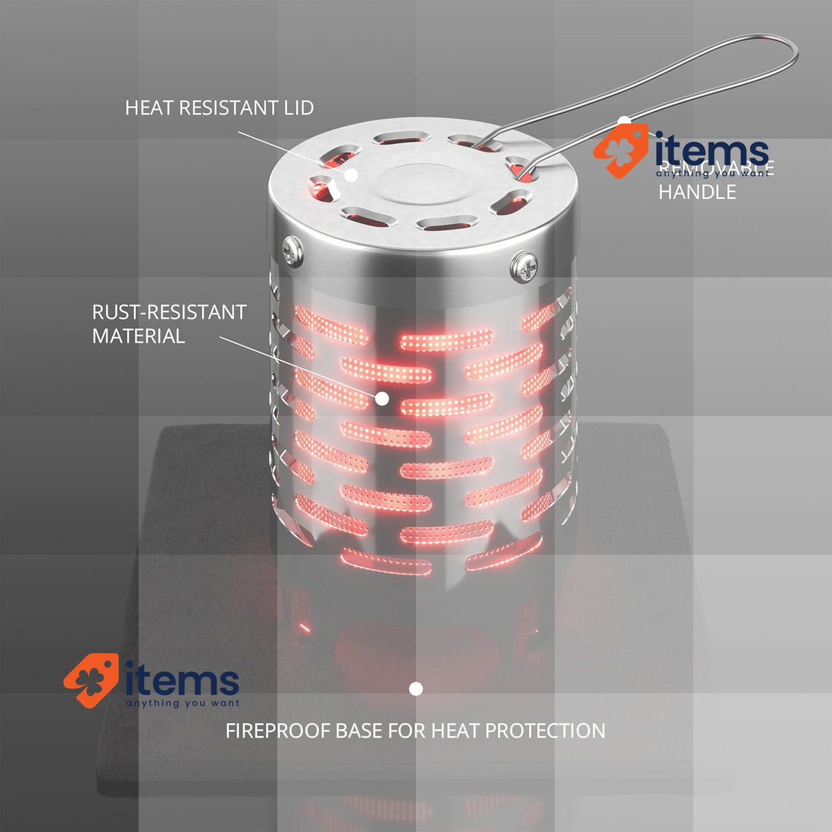 EVOCAMP Gas stove heating attachment with a 20x20cm fireproof base