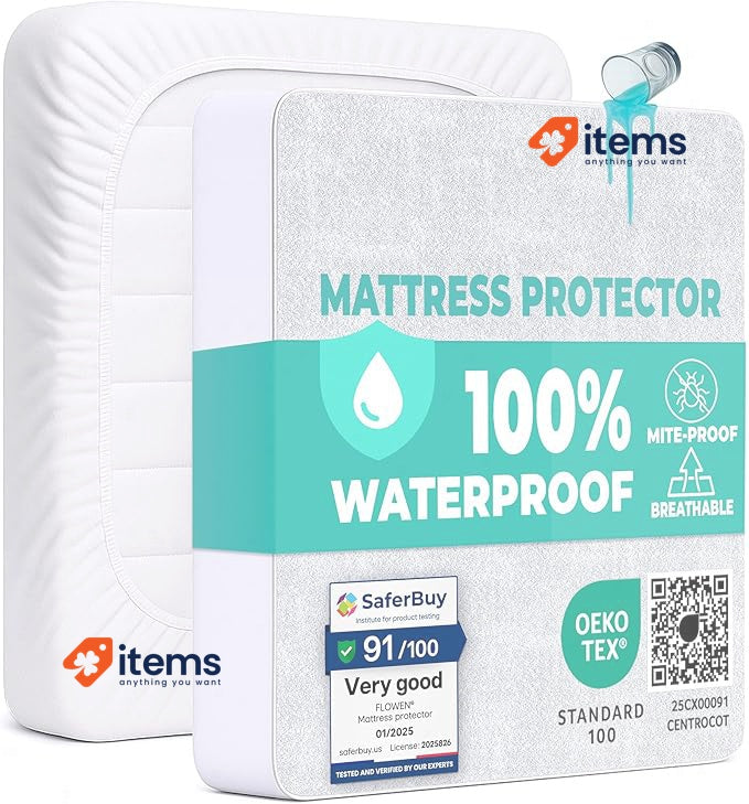 Flowen Mattress Protector 200x200 cm Waterproof Mattress Cover Waterproof Super