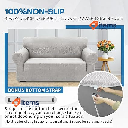 XINEAGE High Stretch Sofa Covers 3 Seater 3 Seater, Silver Grey