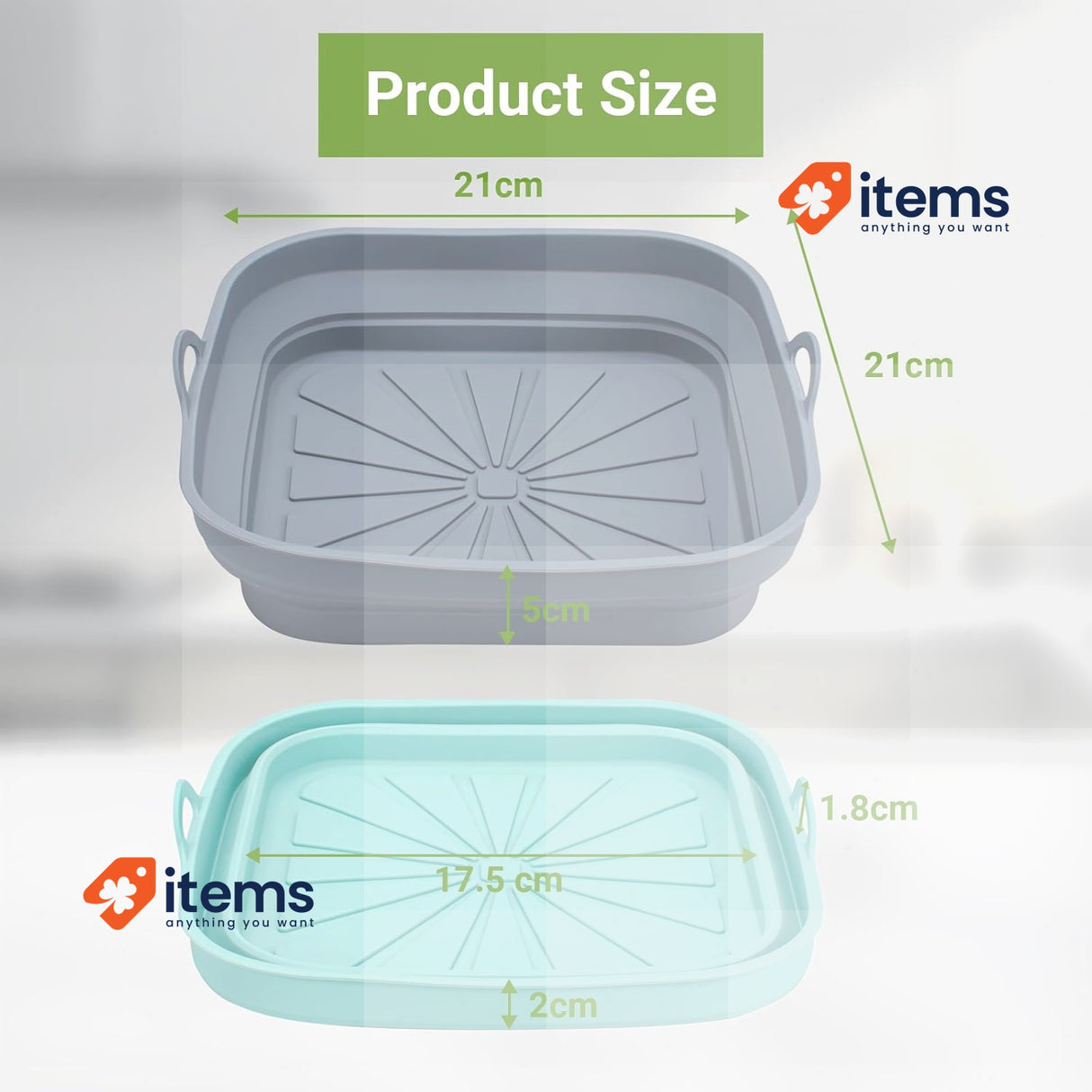 Alyvisun 2 Pieces Bandeja Accessories for Reusable Oil Frying Blue+Grey