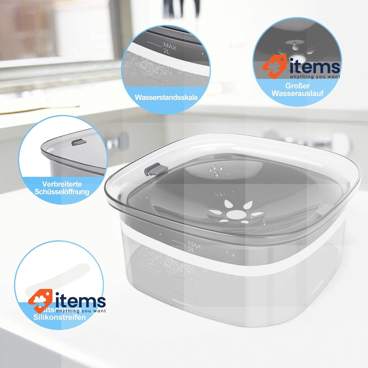 TAVADA Water Bowl For Dogs - Dog L Anti Spill Feeding Leak Proof Travel Drinking