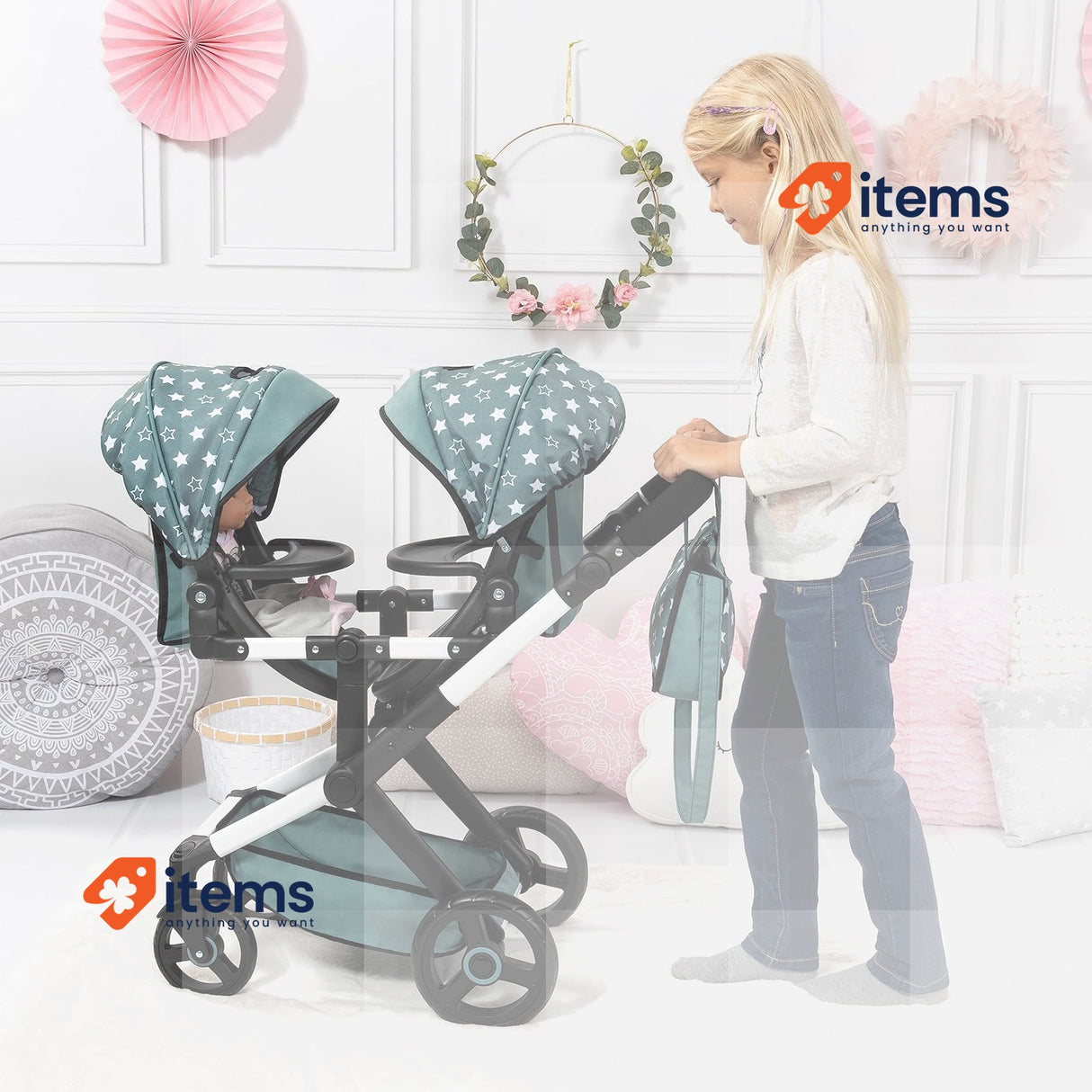 Bayer Design 26758AA Twin Doll Cartoon Regulable Height