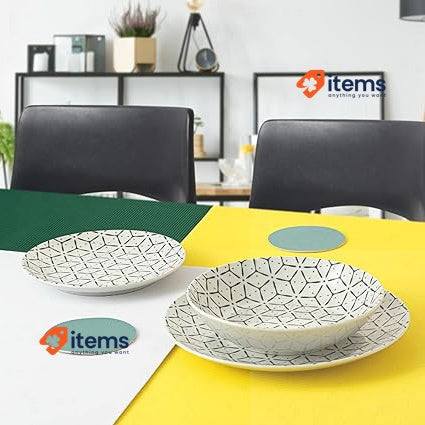 Quid Creative Ceramic White/Black DINnerware Set 18 Pieces - Pack Of