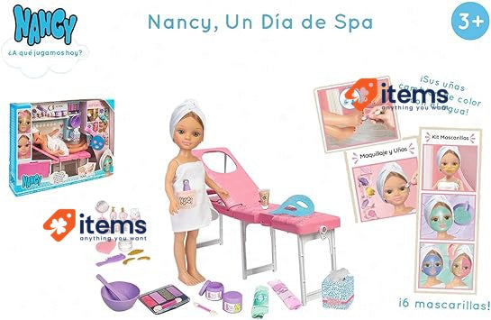 NANCY - A day spa, doll with towel and sun lounger, set for masks (NAC37000)