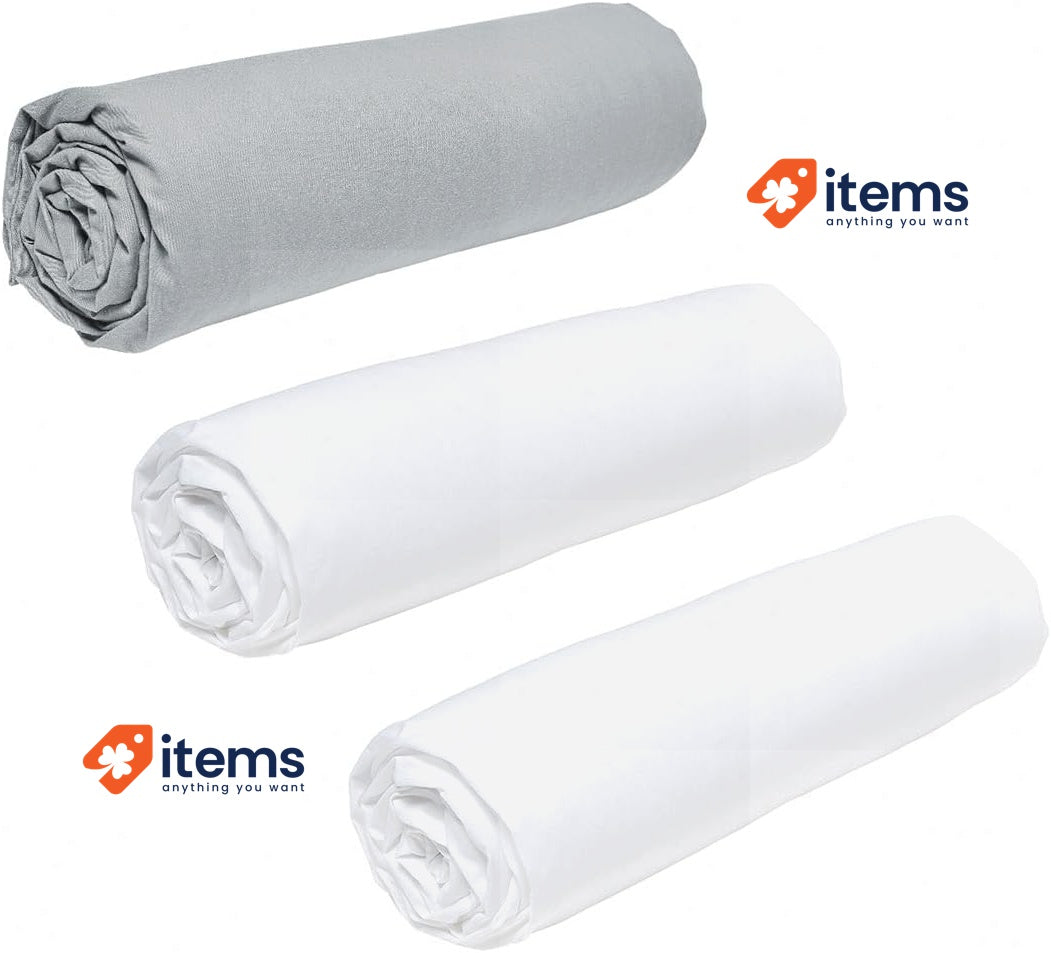 TODAY Essential Set of 3 Fitted Sheets Bedding 160 x 200 cm For Double Bed, Lot