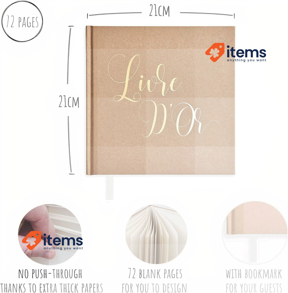 Plantvibes Golden Book Wedding or Birthday, 72 Pages Brown