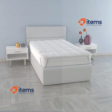 Topper PLUS quilted with 4 sturdy elastic bands, White, 80 x 195 cm