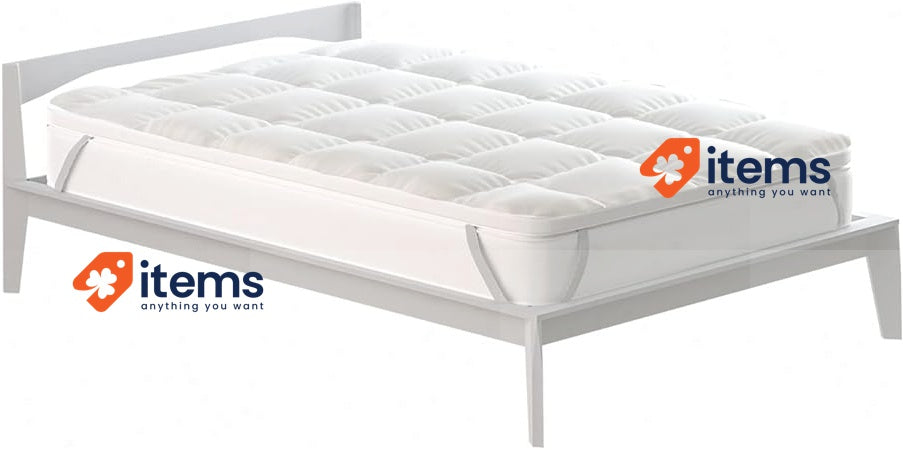 Topper PLUS quilted with 4 sturdy elastic bands, White, 80 x 195 cm