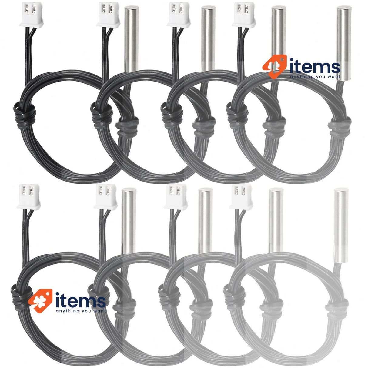 Fajoeda Pack of 8 NTC Thermistor 10K Temperature Sensor Probe Stainless Steel