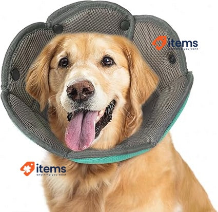 Hjyokuso Soft Dog Cone, Breathable Cone Collar For Large Dogs Lake Blue Cones