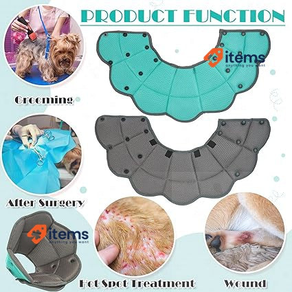 Hjyokuso Soft Dog Cone, Breathable Cone Collar For Large Dogs Lake Blue Cones