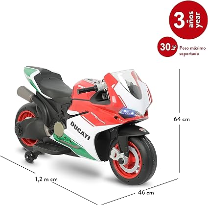 FEBER - Ducati 2138, Children's Motorcycle with 12 volt Battery Red