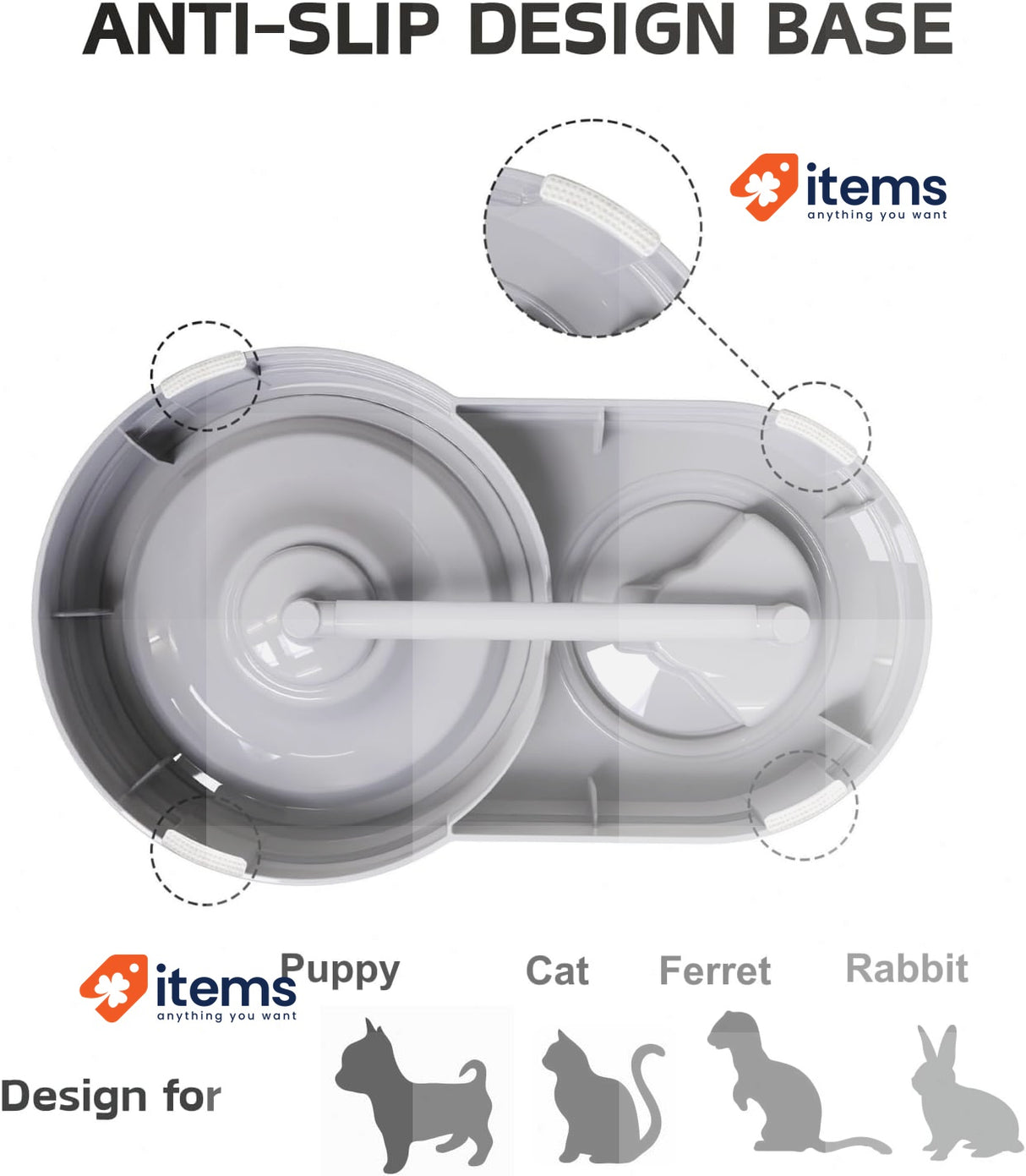 septillar Pet Water Dispenser Station, 580ml Grey