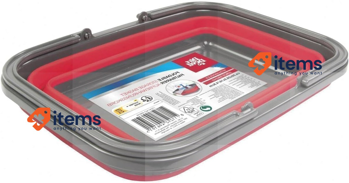 Dirt Devil Foldable Bucket - 17 Litre - 38 x 28.5 x 16/4.5 cm - Space Saving Red