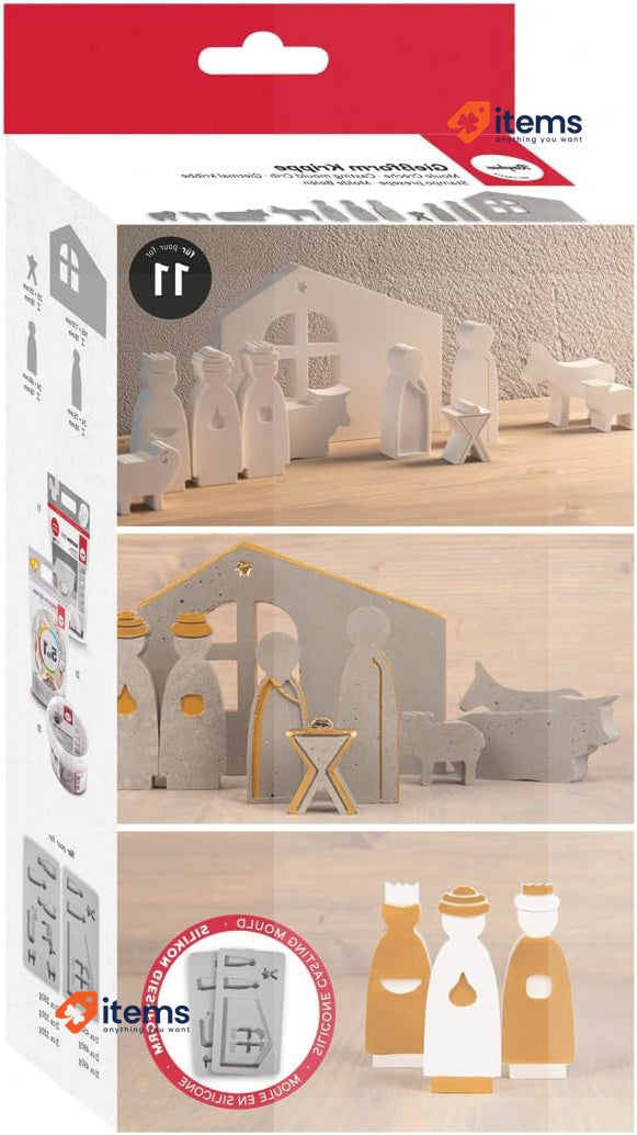 Rayher Silicone Casting Mould Set for DIY Nativity Scene Grey