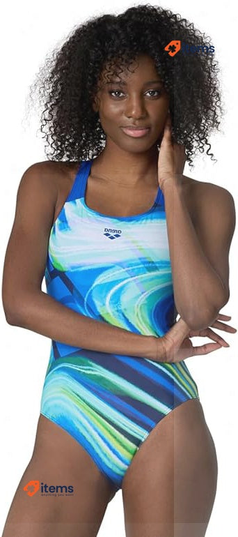 Arena Women Women's Visual Waves Swim Pro Back Lb Feel Bra Swimsuit Swimwear