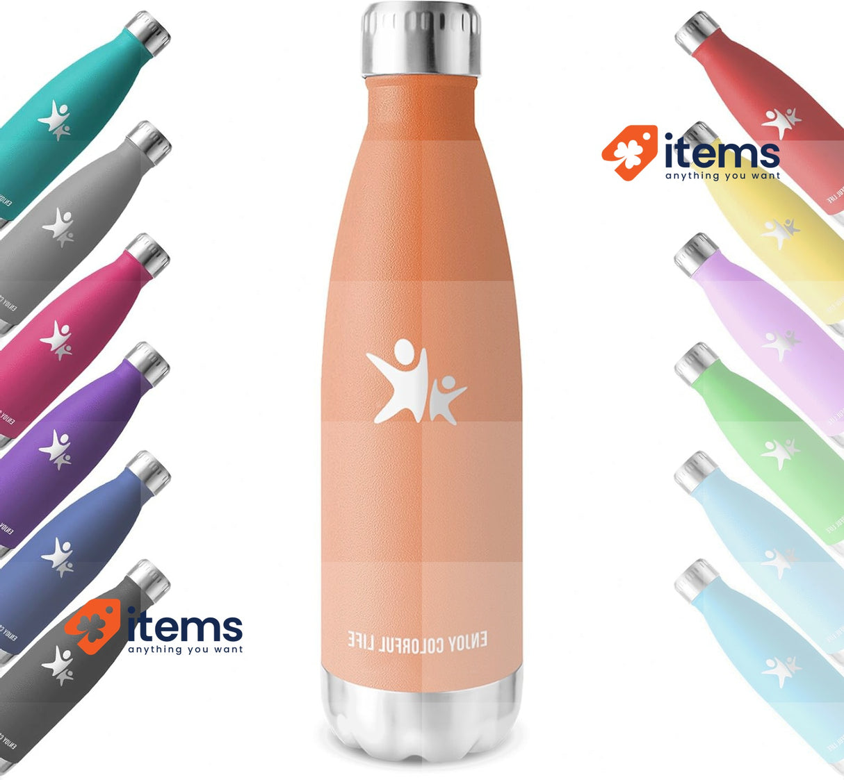 KollyKolla Stainless Steel Water Bottle Flask 750ml Orange
