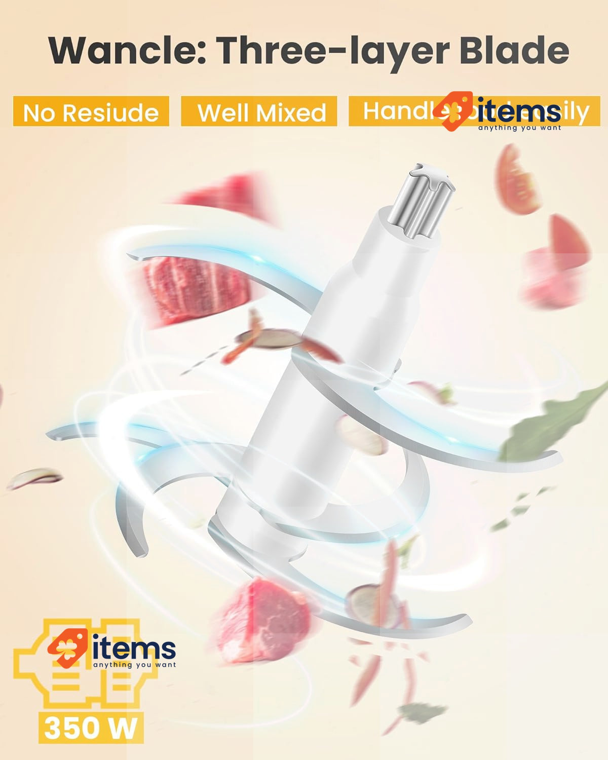 Wancle Food Processor, Multi-Functional Electric Food Chopper Black/Transparent