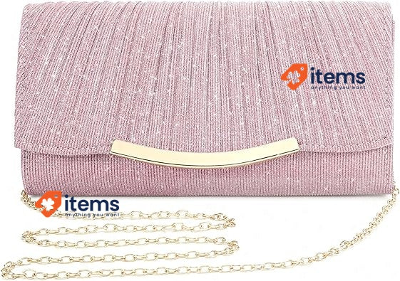 Asvert Evening Bag, Women's Elegant Clutch Bag Pink TW020 Satin Wedding Handbag
