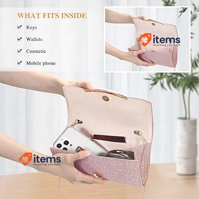 Asvert Evening Bag, Women's Elegant Clutch Bag Pink TW020 Satin Wedding Handbag