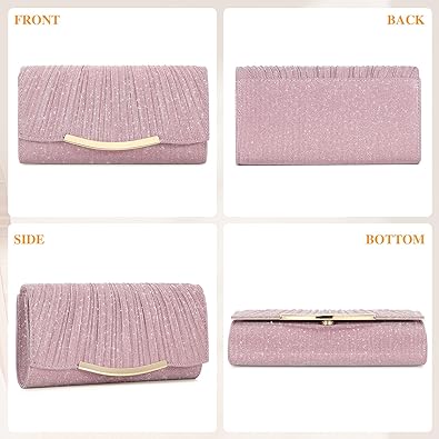 Asvert Evening Bag, Women's Elegant Clutch Bag Pink