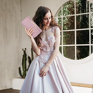 Asvert Evening Bag, Women's Elegant Clutch Bag Pink