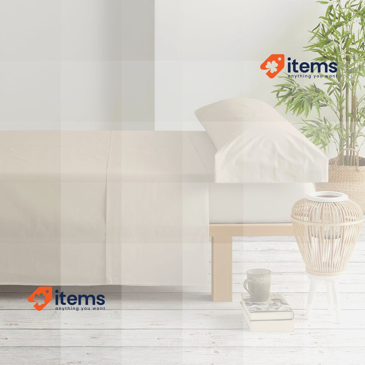 Degrees home Collection, 90 x 190 cm, Flat Sheet and Pillowcase, Beige Fitted