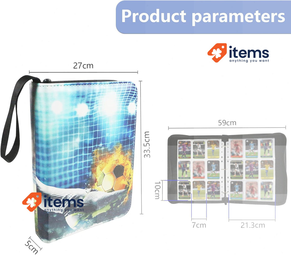 WithFlying Football Card Binder, Trading Card Album Football Shot-l