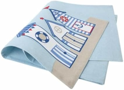 BEACH HUTS Nautical / Seaside Themed Cotton TABLE RUNNER - Blue 180 cm