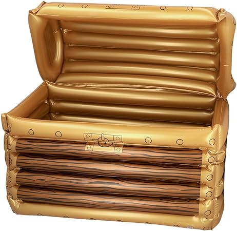 Boland 74223 Inflatable Treasure Chest, Drinks Cooler, Decoration Gold