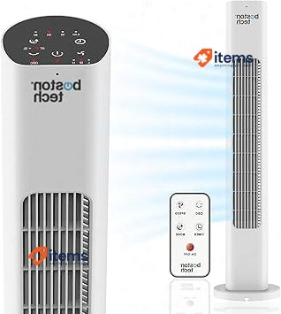 Boreas Tower Fan: Remote Control, Timer Up To 7.5 Hours Touch Buttons White 81
