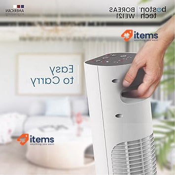 Boreas Tower Fan: Remote Control, Timer Up To 7.5 Hours Touch Buttons White 81
