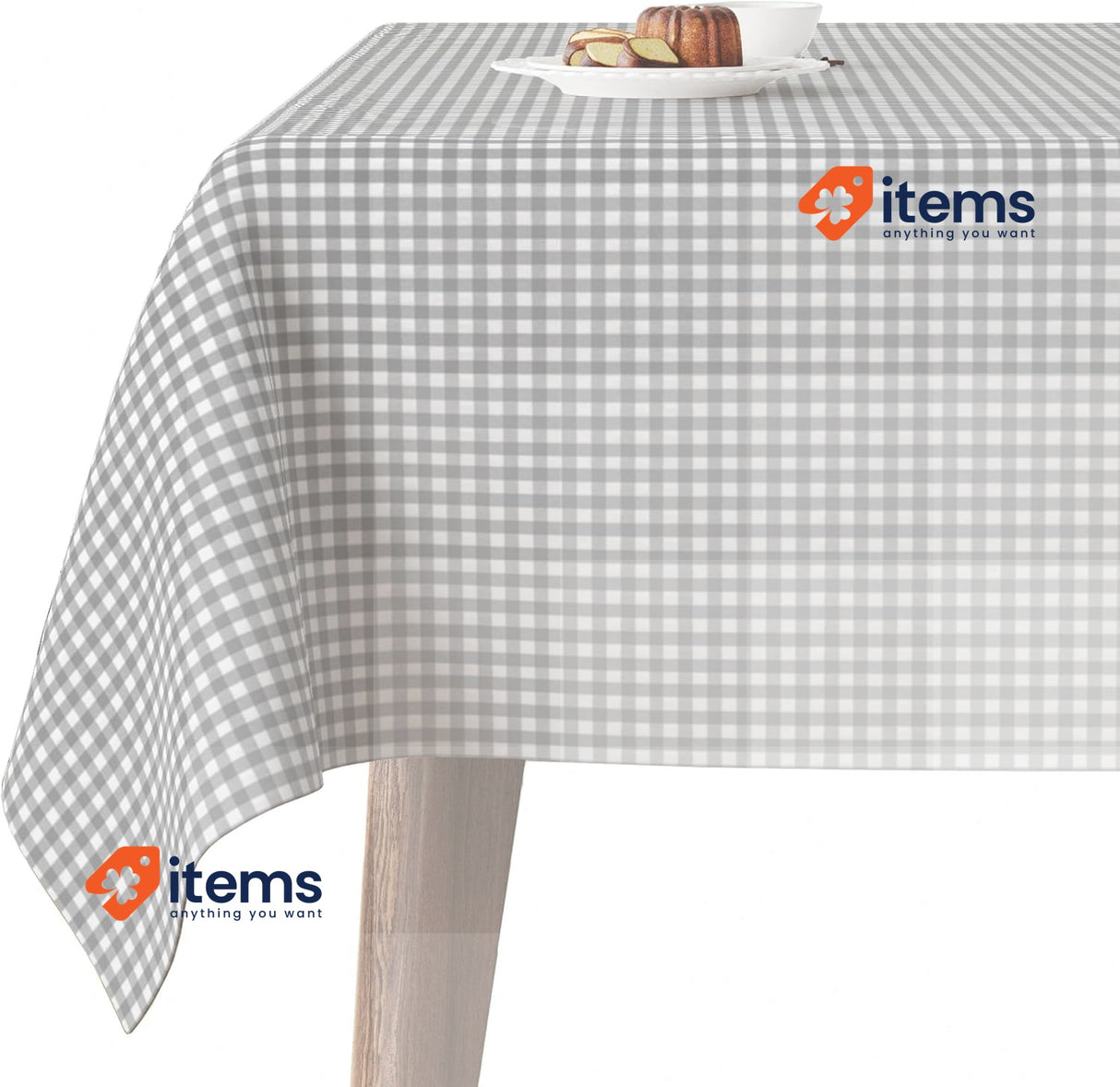 Martina Home Small Tablecloth 100 x 140 Grey and White Checkered Teflon Coating
