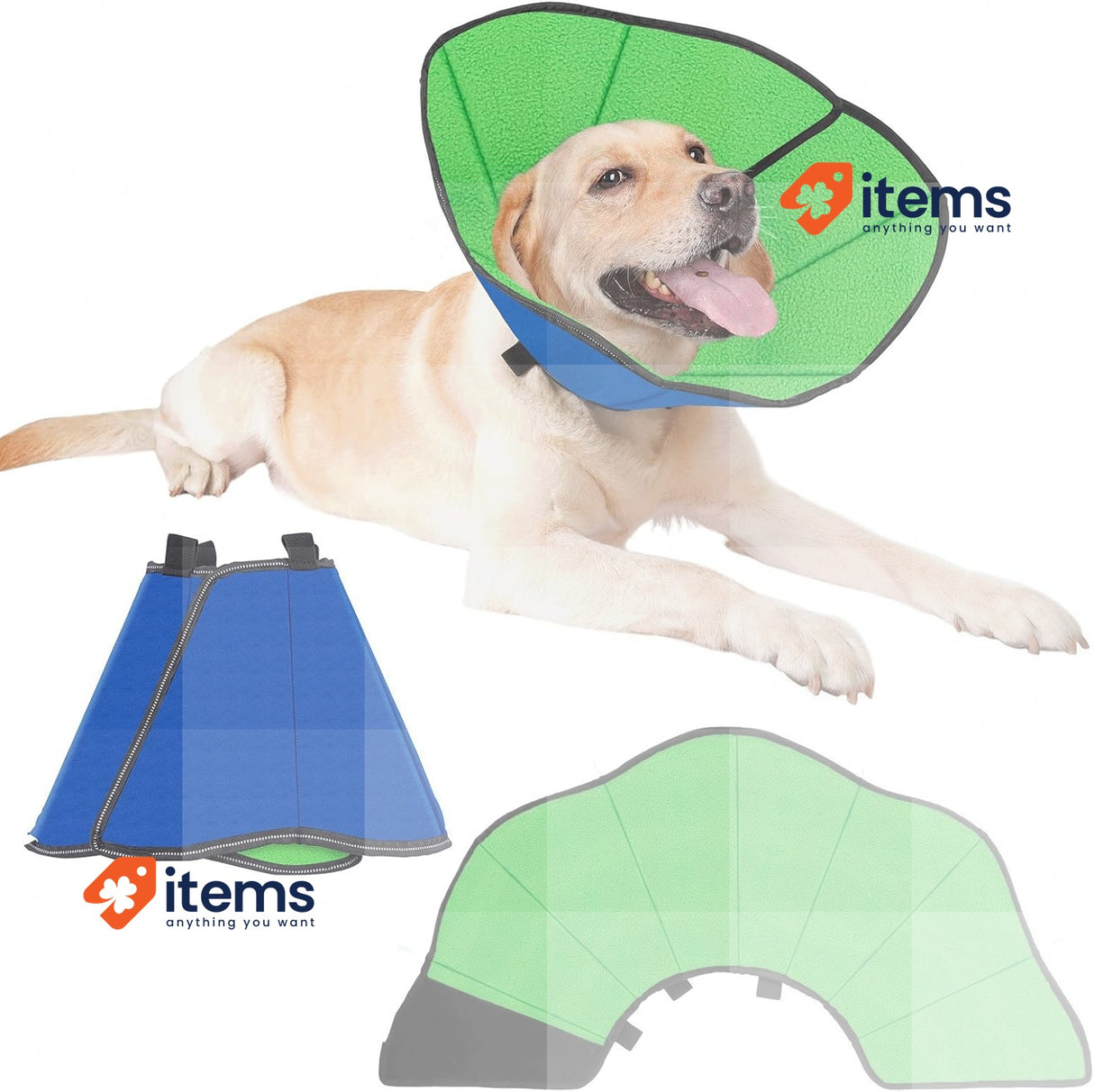 UVTQSSP Collar For Dogs, Lick Protection Blue & Green XL Soft Protective Cone
