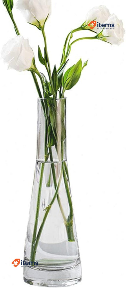 Upstore Blown Glass Art Vase Clear Small Decorative Flower Vase Wedding Party