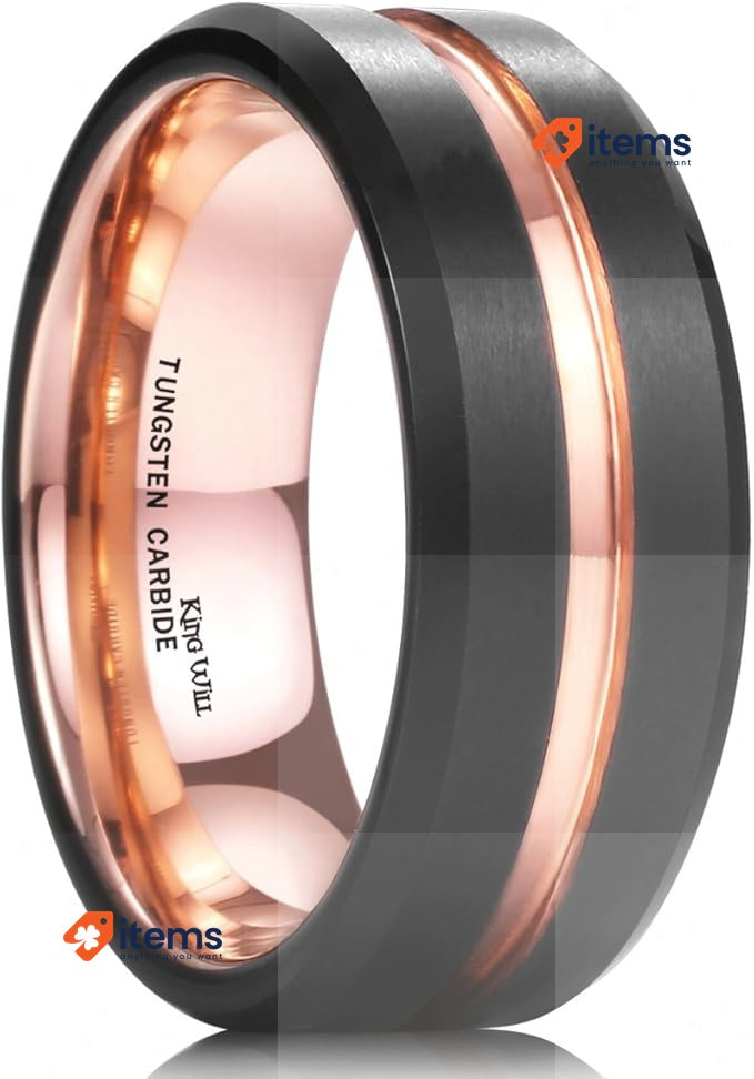 King Will Classic Tungsten Ring For Men Black & Rose Gold (59.53mm) - 59.53 MM