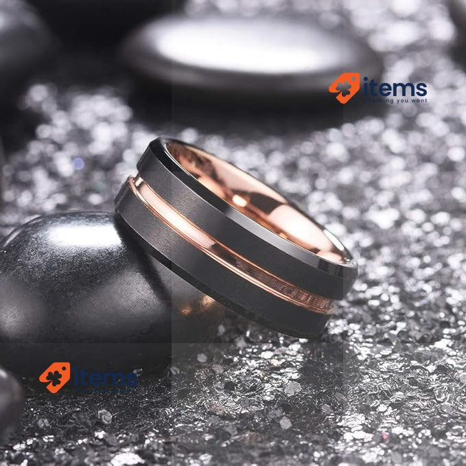 King Will Classic Tungsten Ring For Men Black & Rose Gold (59.53mm) - 59.53 MM