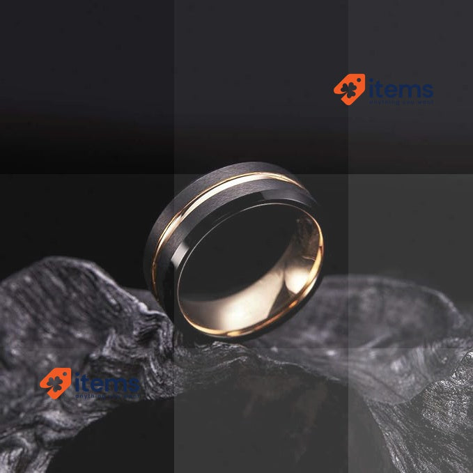 King Will Classic Tungsten Ring For Men Black & Rose Gold (59.53mm) - 59.53 MM