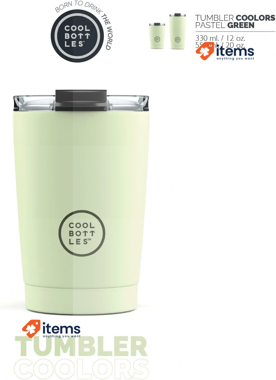 Cool Bottles Stainless Steel 330 Ml - Pastel Green Thermal Tumbler Airtight Lid