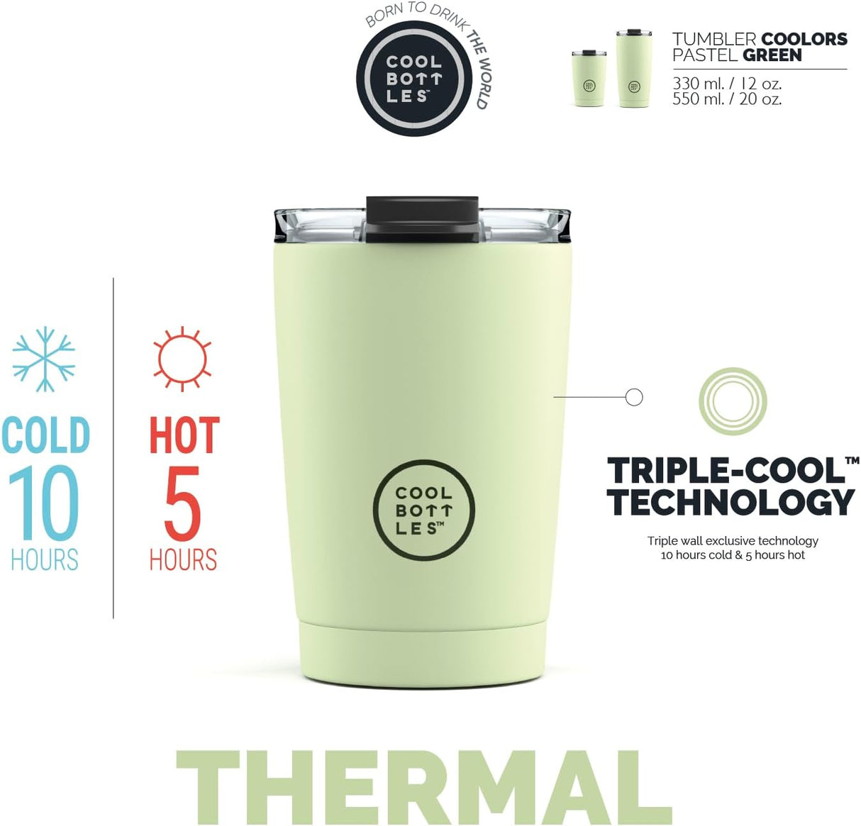 Cool Bottles Stainless Steel 330 ml – Pastel Green
