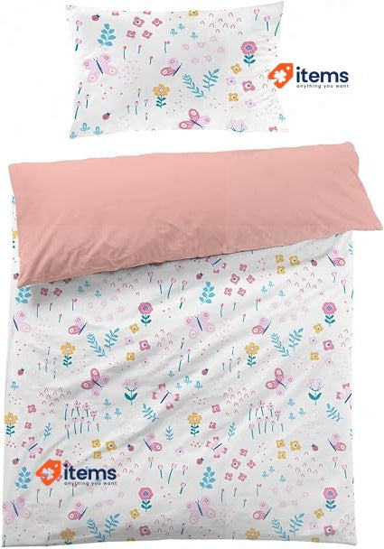 MUSOLEI Butterflies and Flowers Pink Duvet Cover 135x200cm