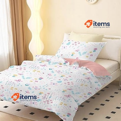 MUSOLEI Butterflies and Flowers Pink Duvet Cover 135x200cm