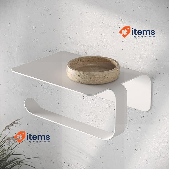 KAZAI.® Leif Design Toilet Roll Holder With Shelf No Drilling Paper Dispensers