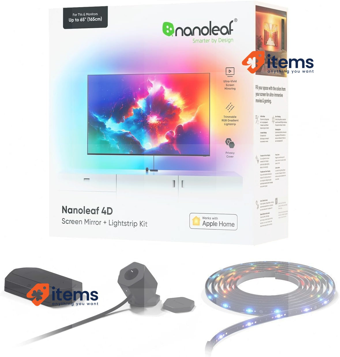 Nanoleaf 4D Screen Mirror Kit + Lightstrip Kit for TVs and Screens up to 65 In